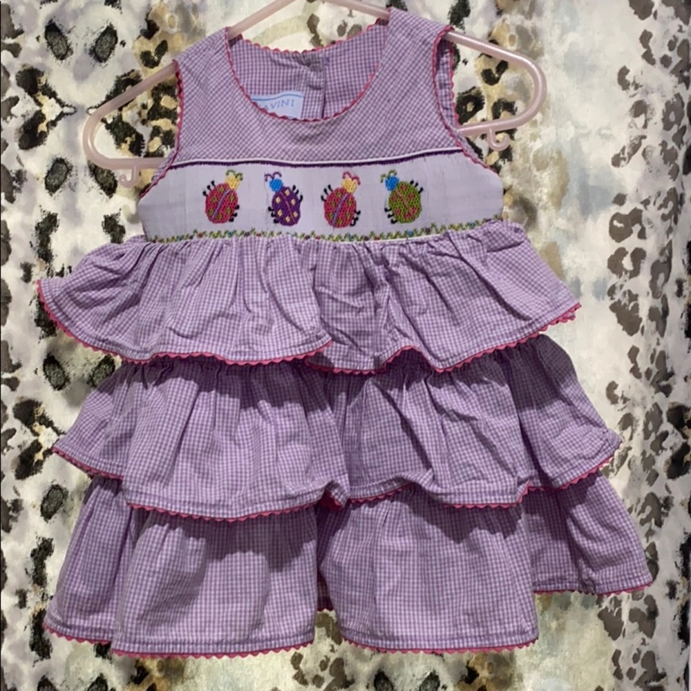 12 Month Lady bug Smocked Outfit